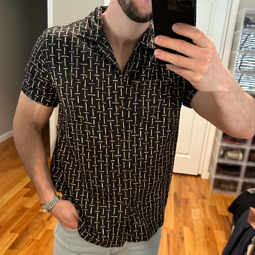 J. Crew Black and White Casual Button Down Shirt